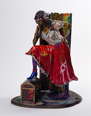 Issac Maimon - Isaac Maimon (Israeli, b.1951) 'Gypsy' Bronze Sculpture 1993, cold painted, cast 