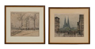 Luigi Kasmiri - Various Artists (Continental, 20th Century) Etchings (2) undated, each signed 