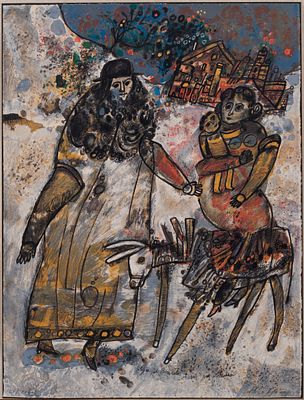 Theo Tobiasse - Theo Tobiasse (French / Israeli, 1927-2012) 'Agar et Ismael chasses par Abraham' 