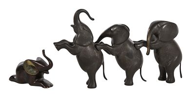Loet Vanderveen - Loet Vanderveen (Dutch, 1921-2015) Parcel Gilt Elephant Bronze Sculptures (2) 