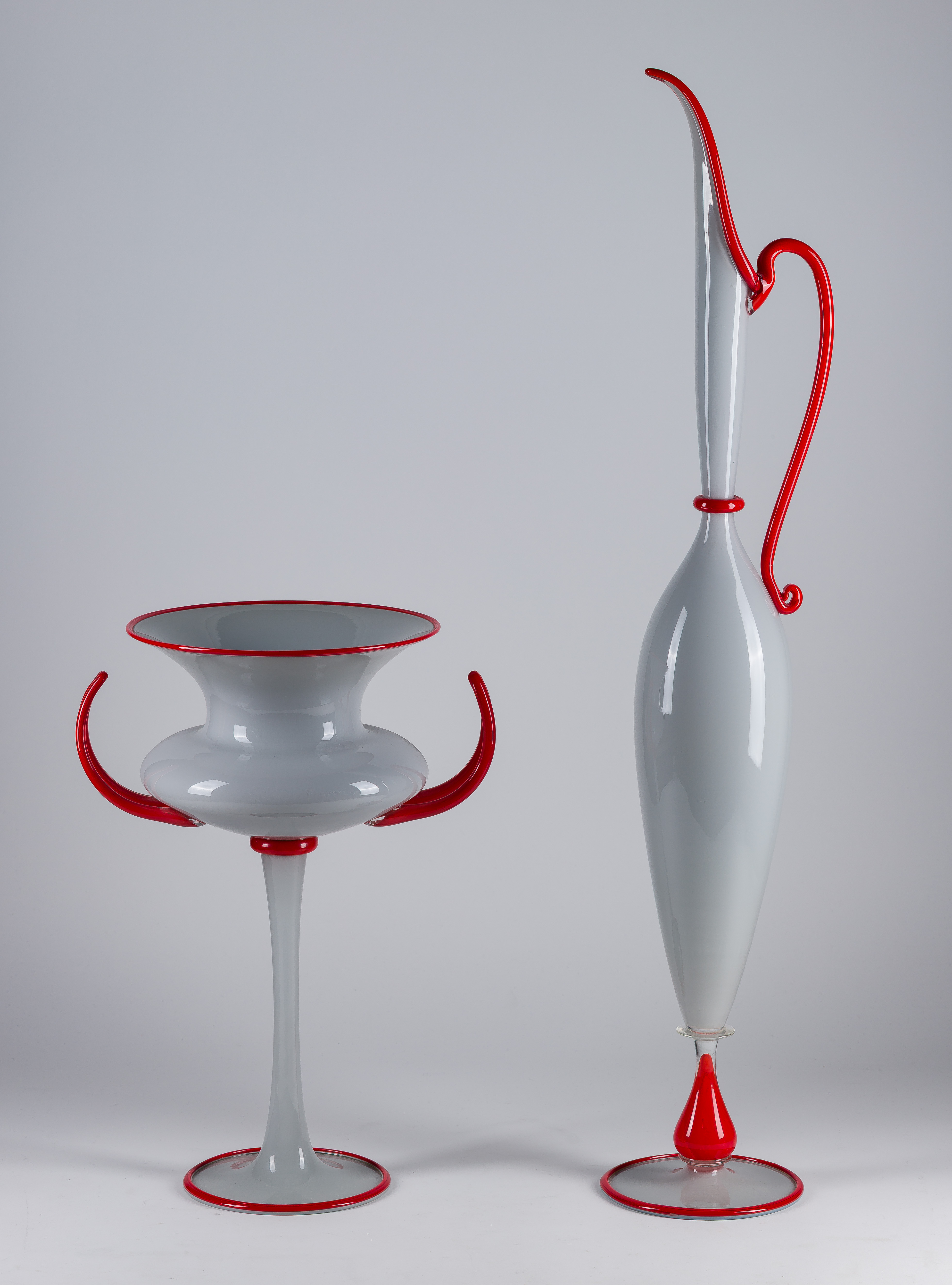 Dante Marioni (American, b.1964) 'Grey Pair' Art Glass Vessels