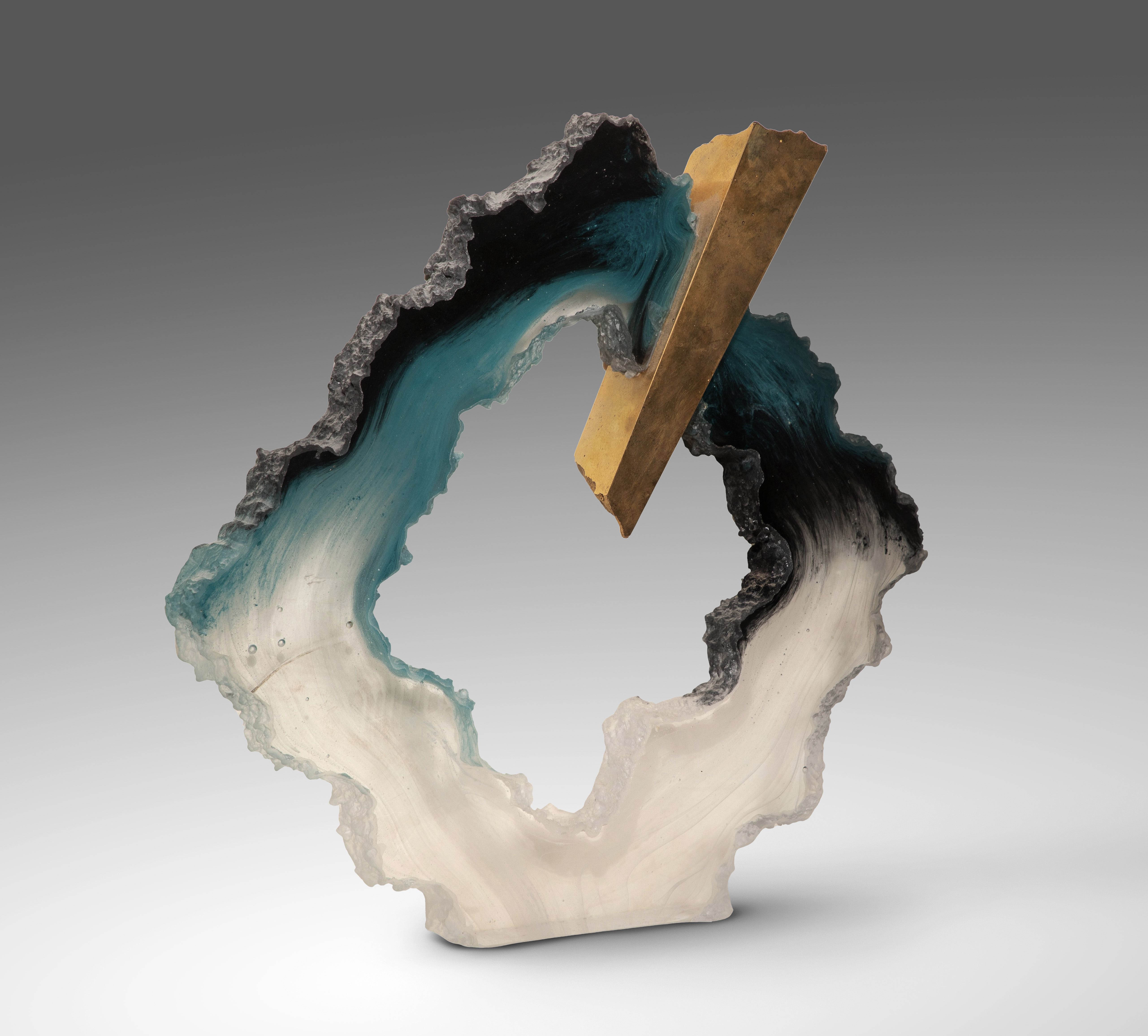 Colin Reid (British, b.1953) 'Diamond Form w/Gold Luster' Kiln Cast and Polished Glass Sculpture