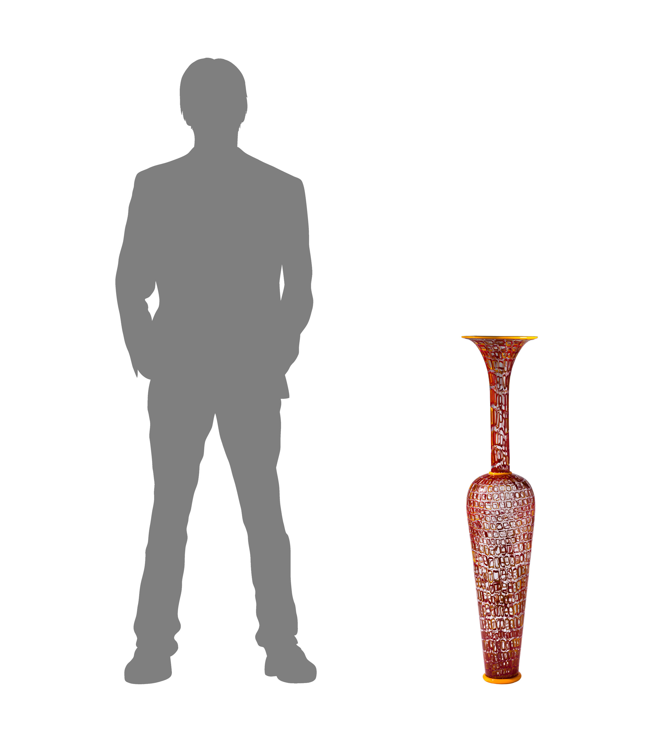 Dante Marioni (American, b.1964) 'Yellow in Red' Mosaic Blown Glass Vase