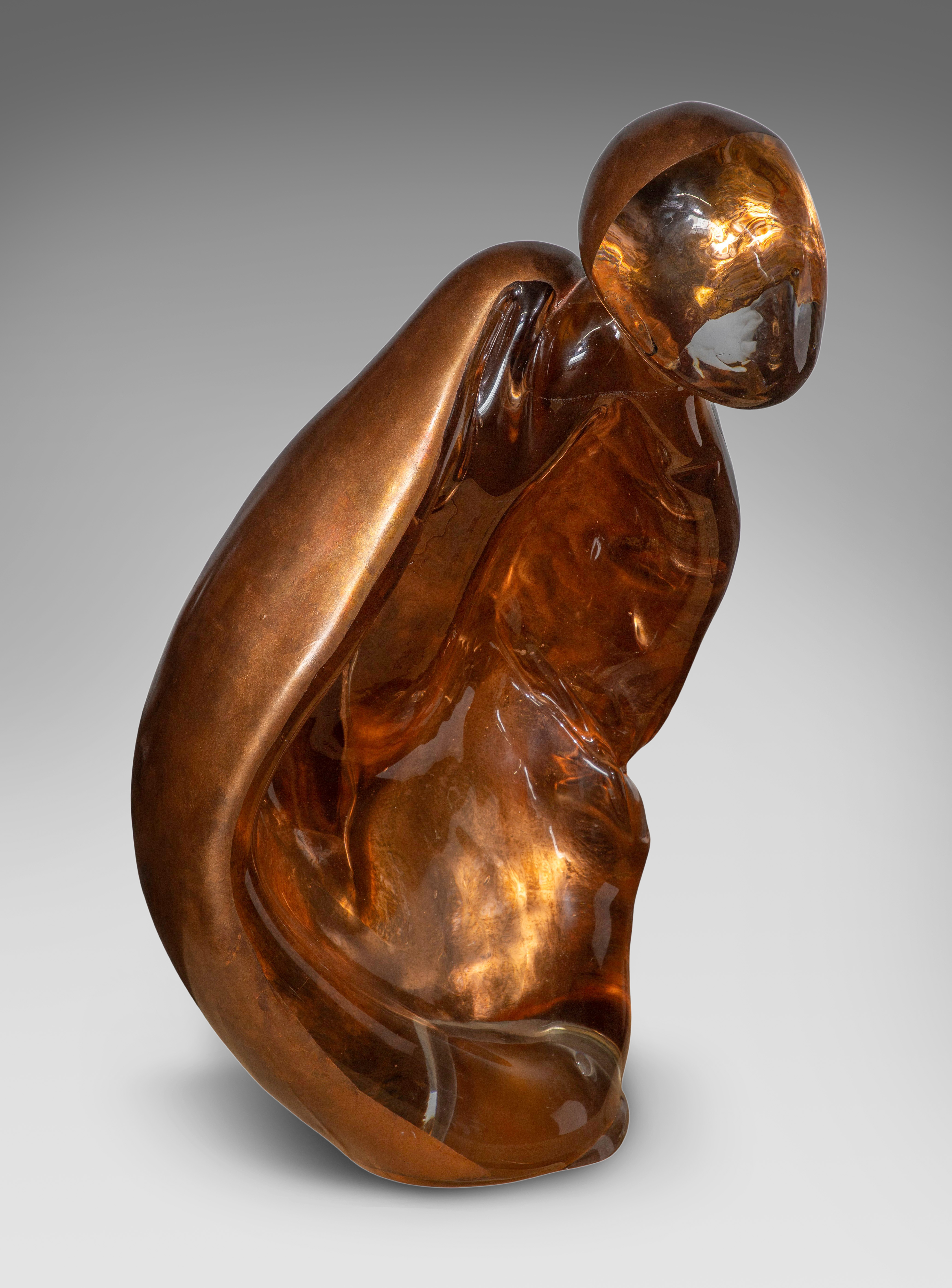 Martin Black (American, b.1962) 'Standing Nude' Glass and Copper Leaf Sculpture