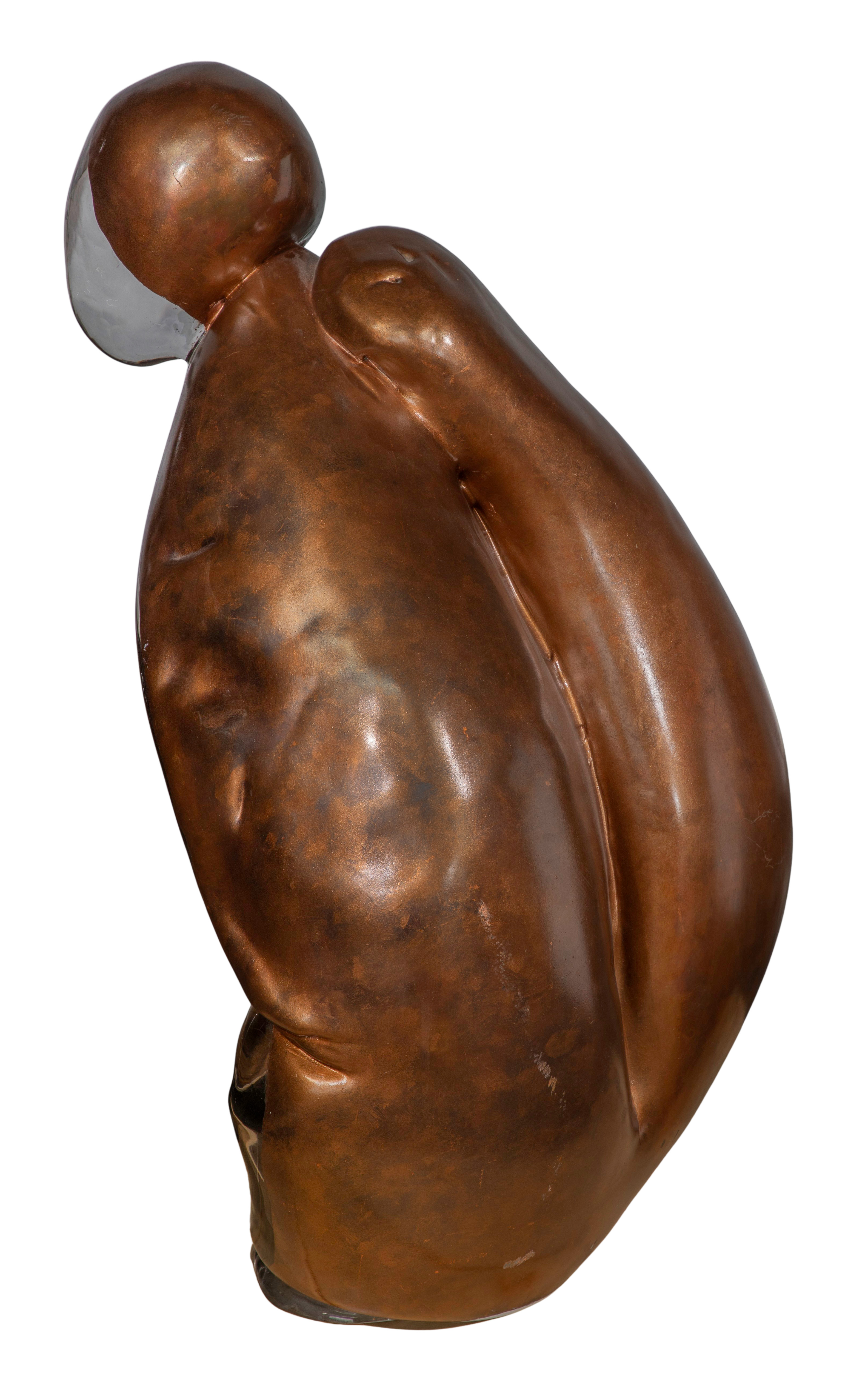 Martin Black (American, b.1962) 'Standing Nude' Glass and Copper Leaf Sculpture