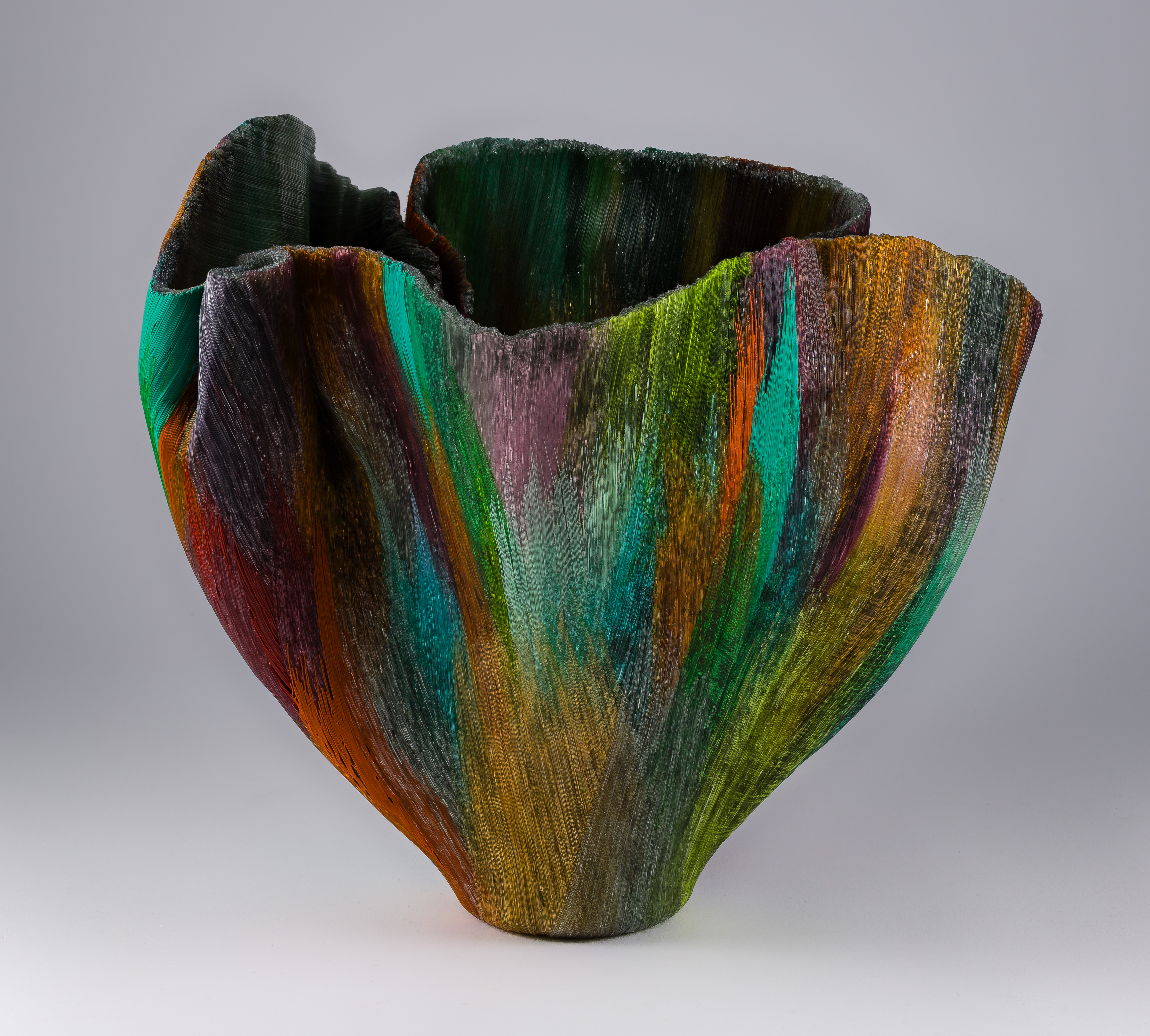 Mary Ann 'Toots' Zynsky (American, b.1951) 'Slow Rising Chaos' Filet-de-Verre Glass Vessel
