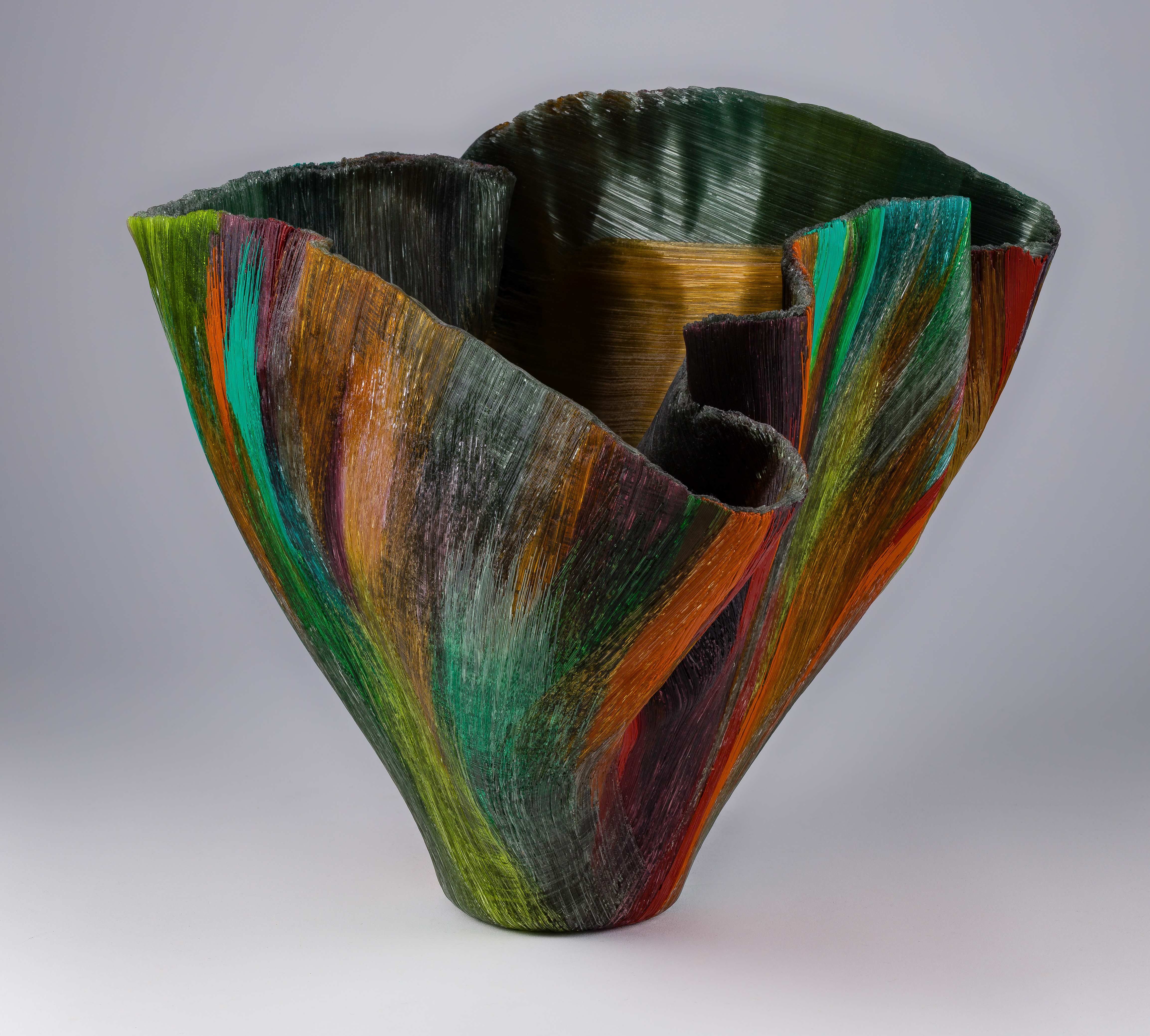 Mary Ann 'Toots' Zynsky (American, b.1951) 'Slow Rising Chaos' Filet-de-Verre Glass Vessel