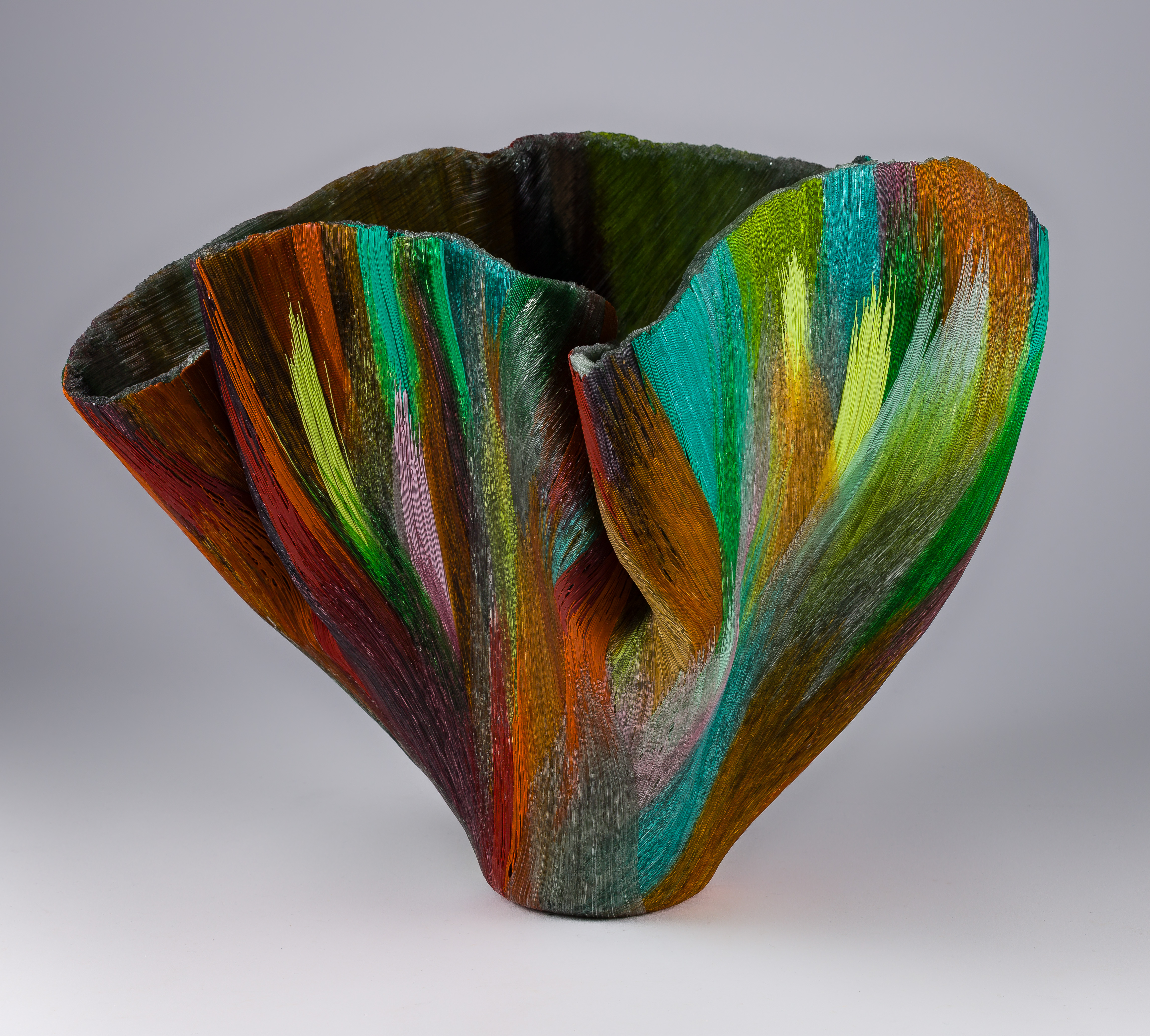 Mary Ann 'Toots' Zynsky (American, b.1951) 'Slow Rising Chaos' Filet-de-Verre Glass Vessel