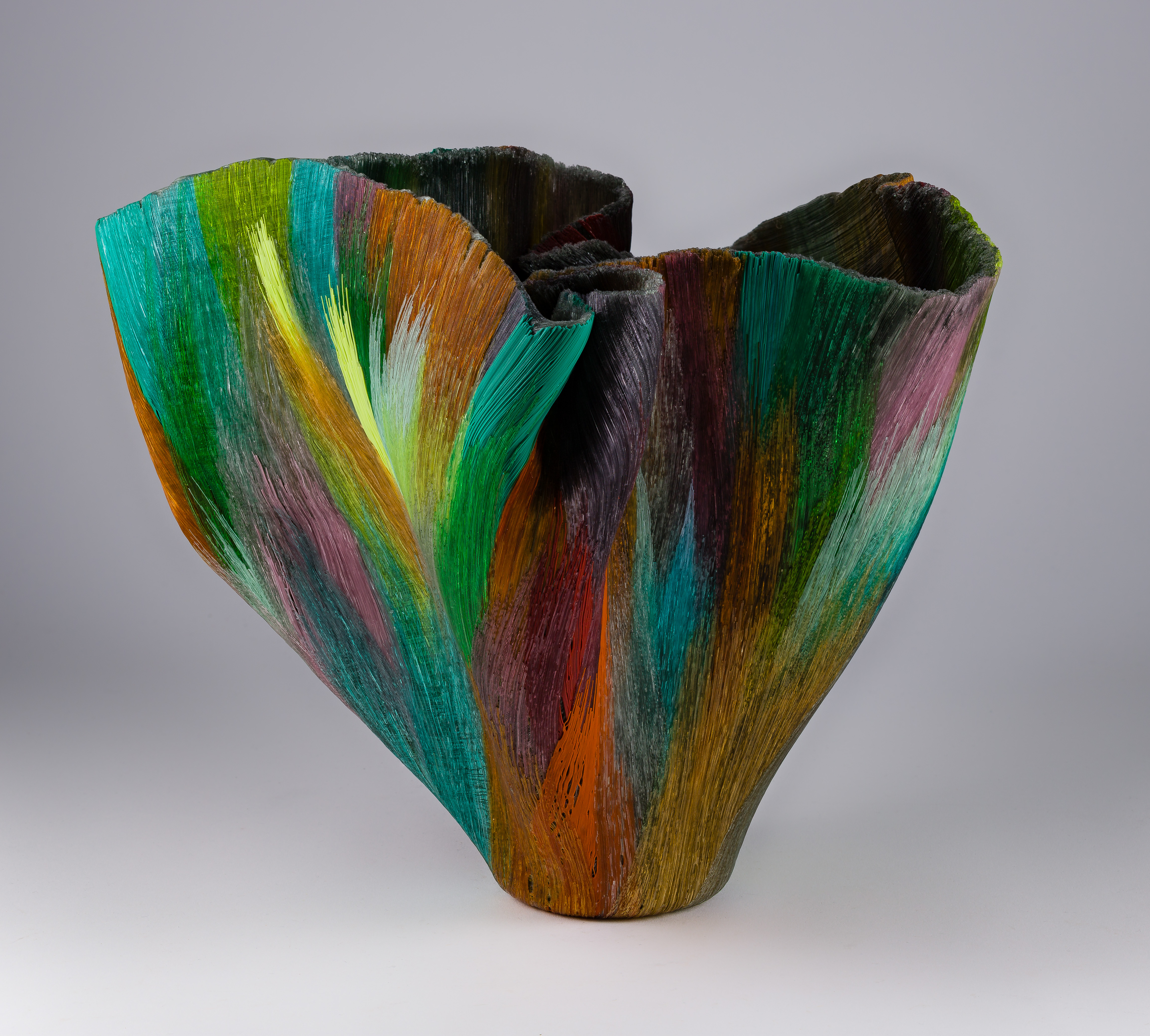 Mary Ann 'Toots' Zynsky (American, b.1951) 'Slow Rising Chaos' Filet-de-Verre Glass Vessel