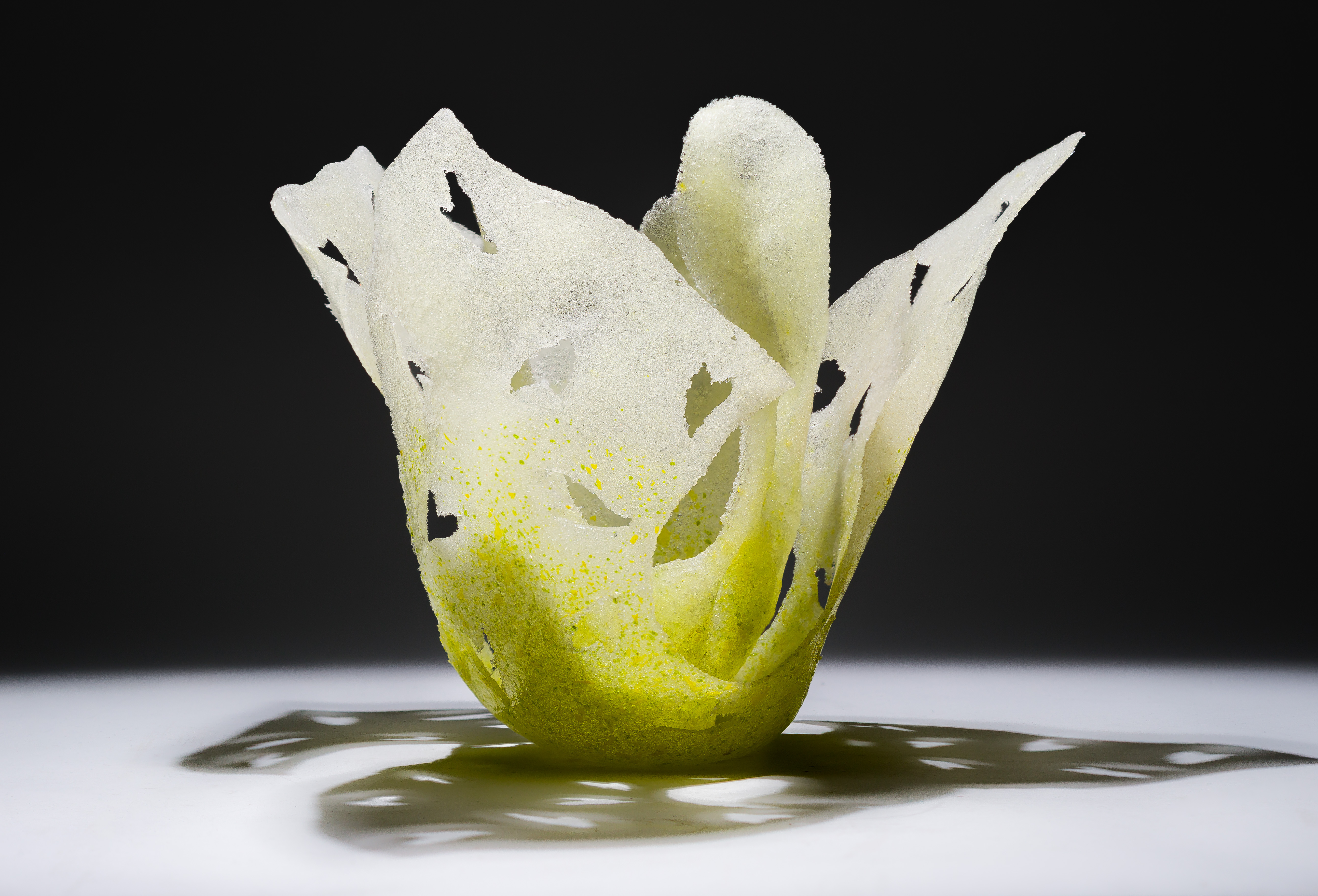 Etsuko Nishi (Japanese, 20th Century) 'Layered Vessel' Pate de Verre Art Glass Sculpture