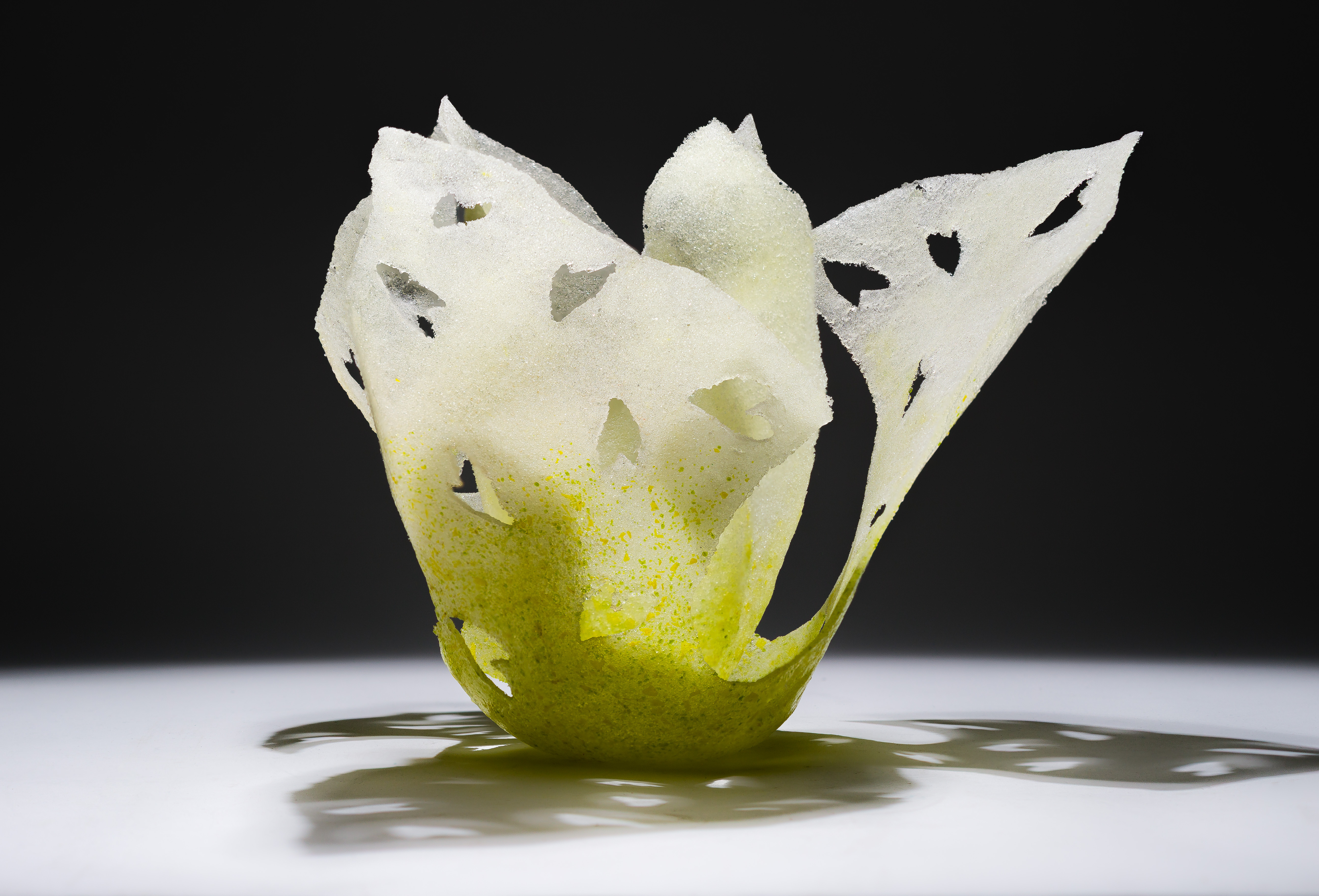 Etsuko Nishi (Japanese, 20th Century) 'Layered Vessel' Pate de Verre Art Glass Sculpture