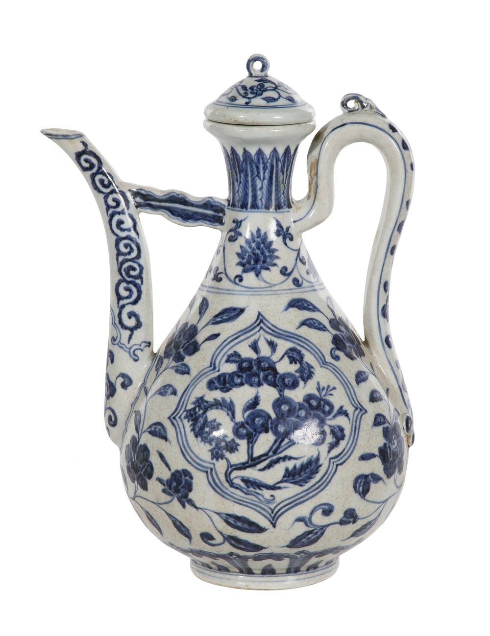 Lot 276: Chinese Blue and White Ming Style Porcelain Lidded Ewer