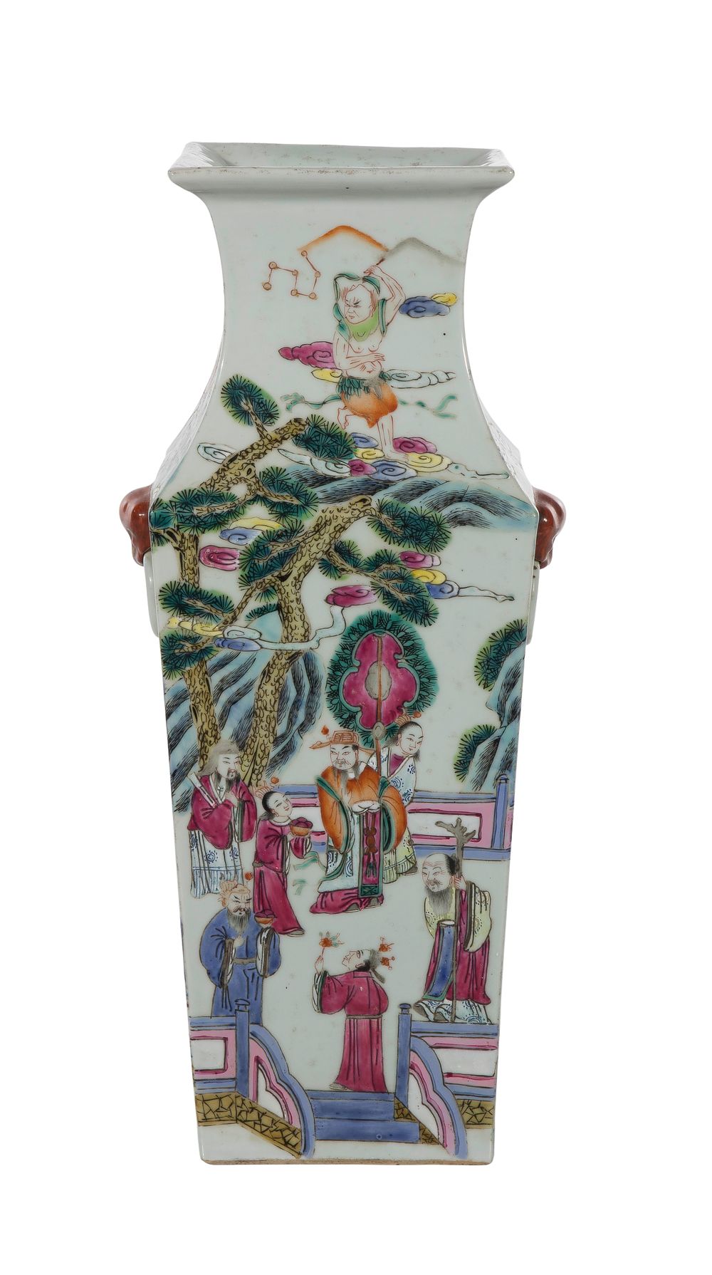 Lot 278: Chinese Wucai Fang Hu Vase
