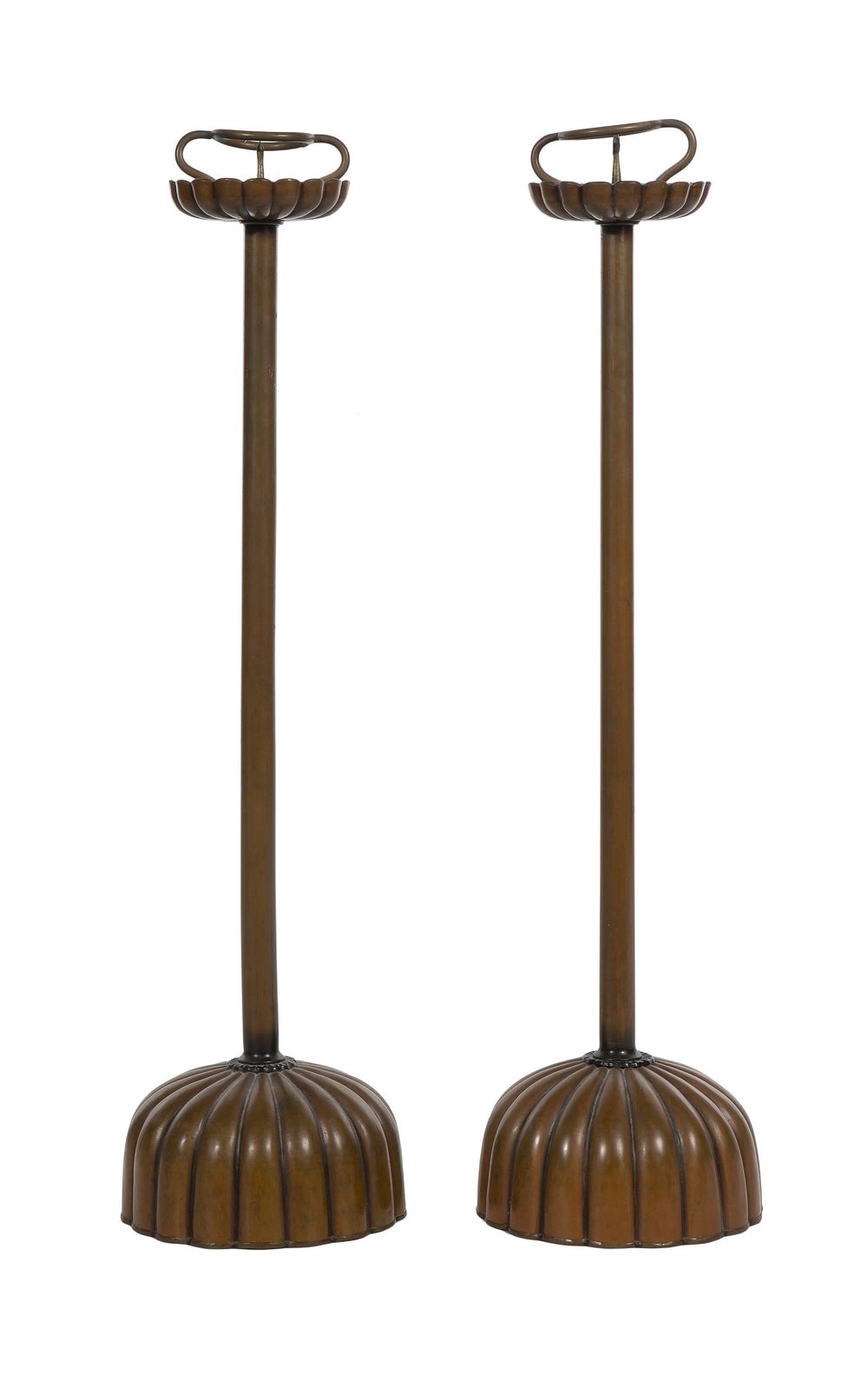 Lot 284: Japanese Shokudai Copper Candle Pricket / Stands