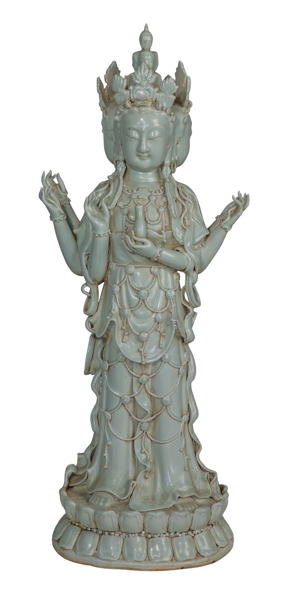 Lot 305: Chinese Celadon Guanyin Sculpture