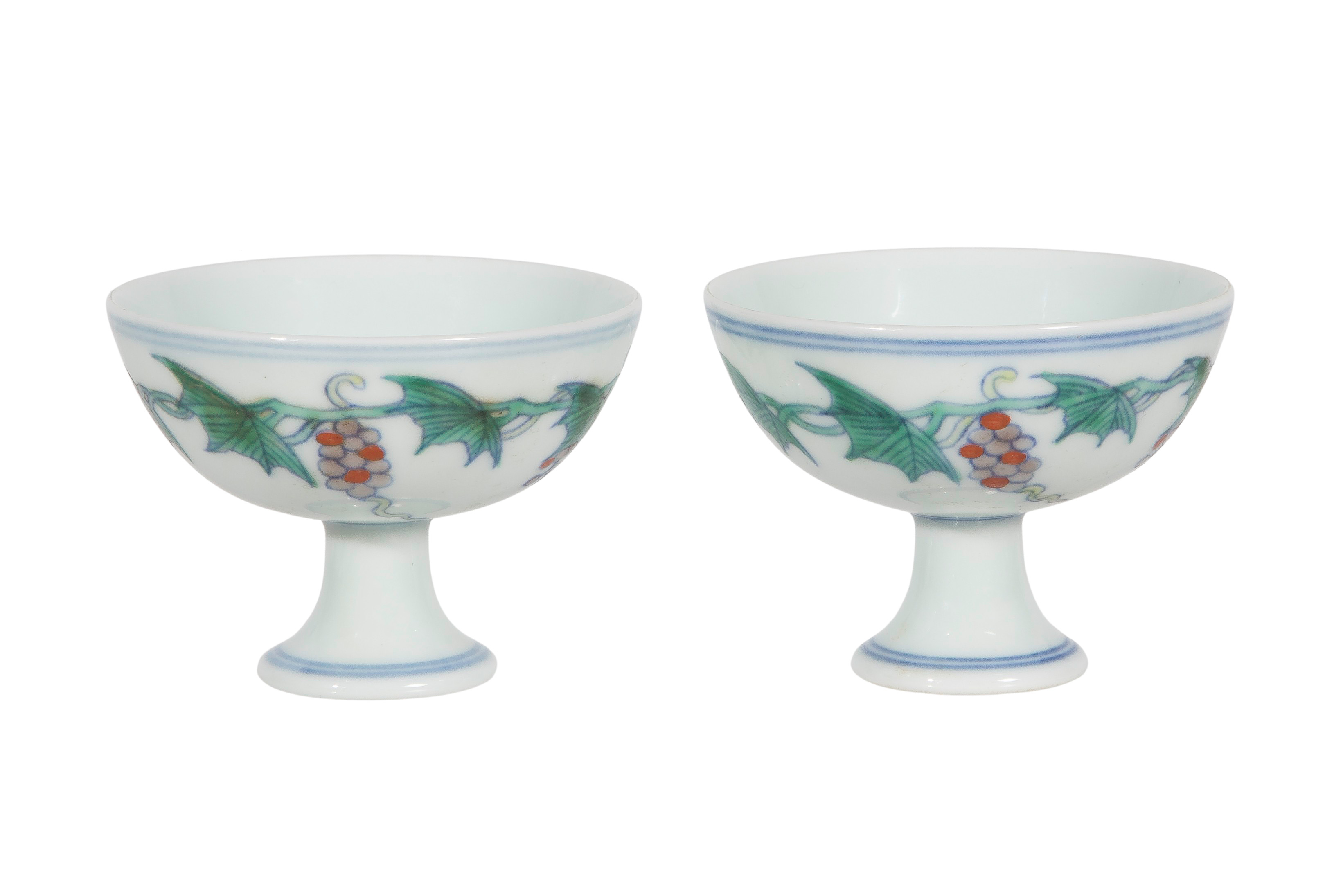 Chinese Doucai Porcelain Wine Cups