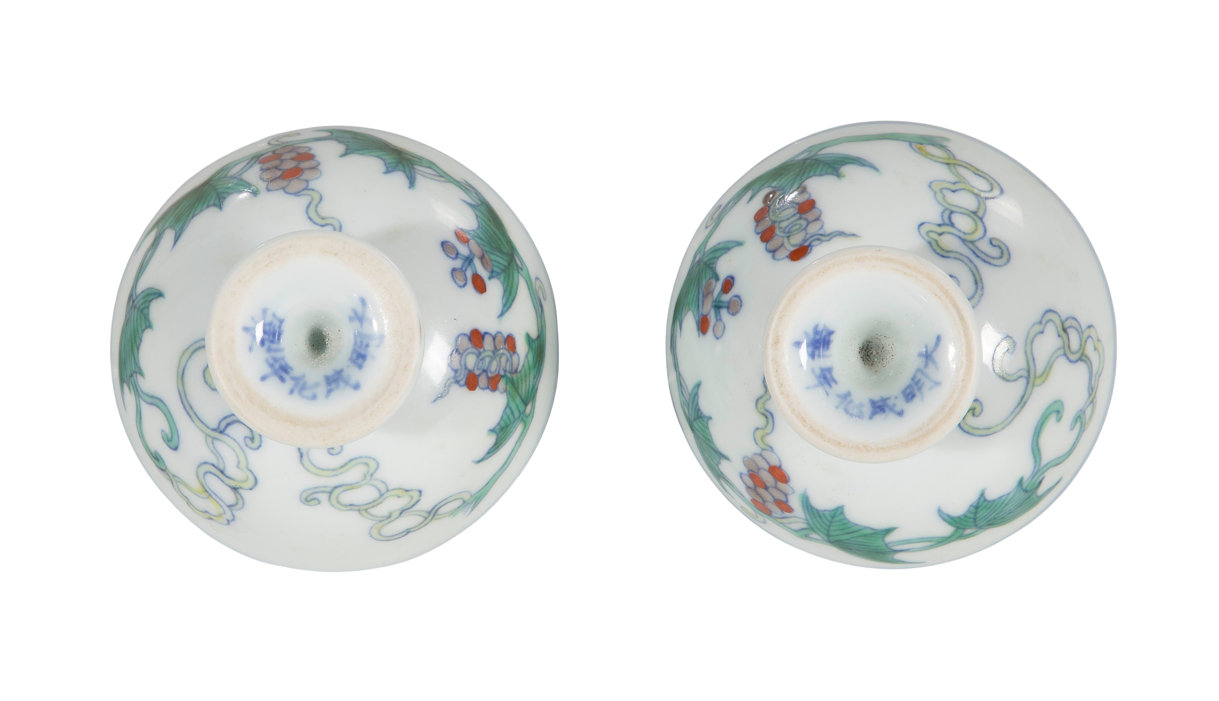 Chinese Doucai Porcelain Wine Cups