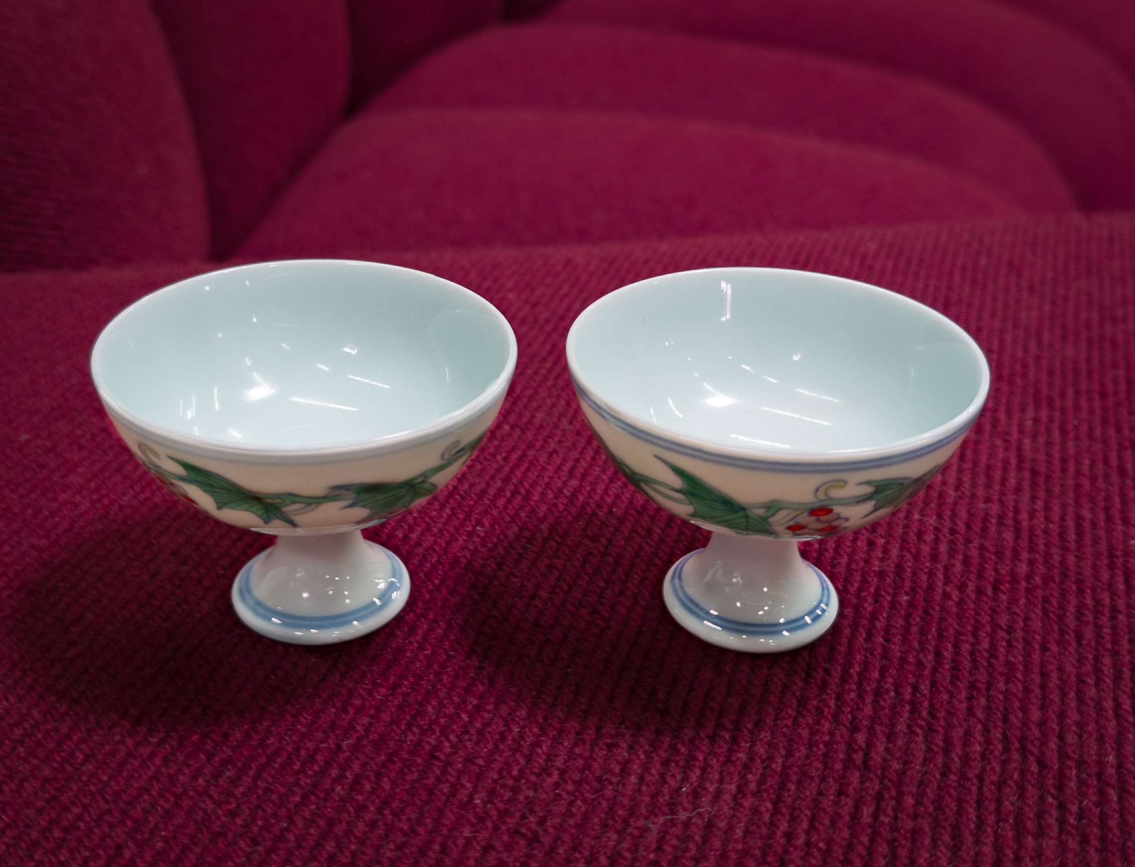 Chinese Doucai Porcelain Wine Cups