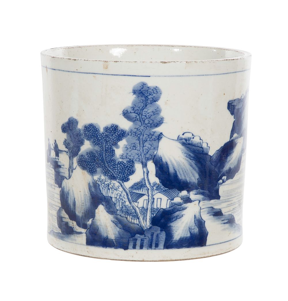 Lot 311: Chinese Blue and White Porcelain Brush Pot