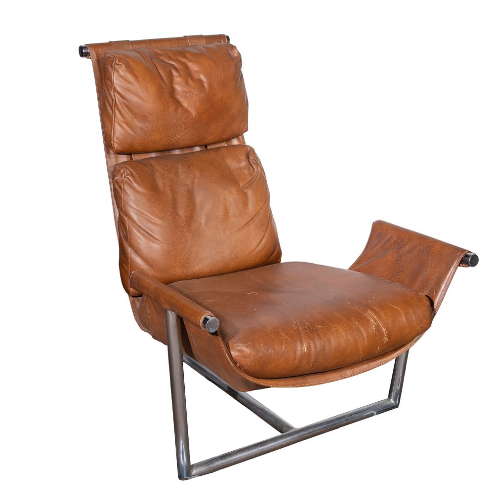 Lot 314: Jules Heumann for Metropolitan Furniture Chrome T-Base Sling Chair