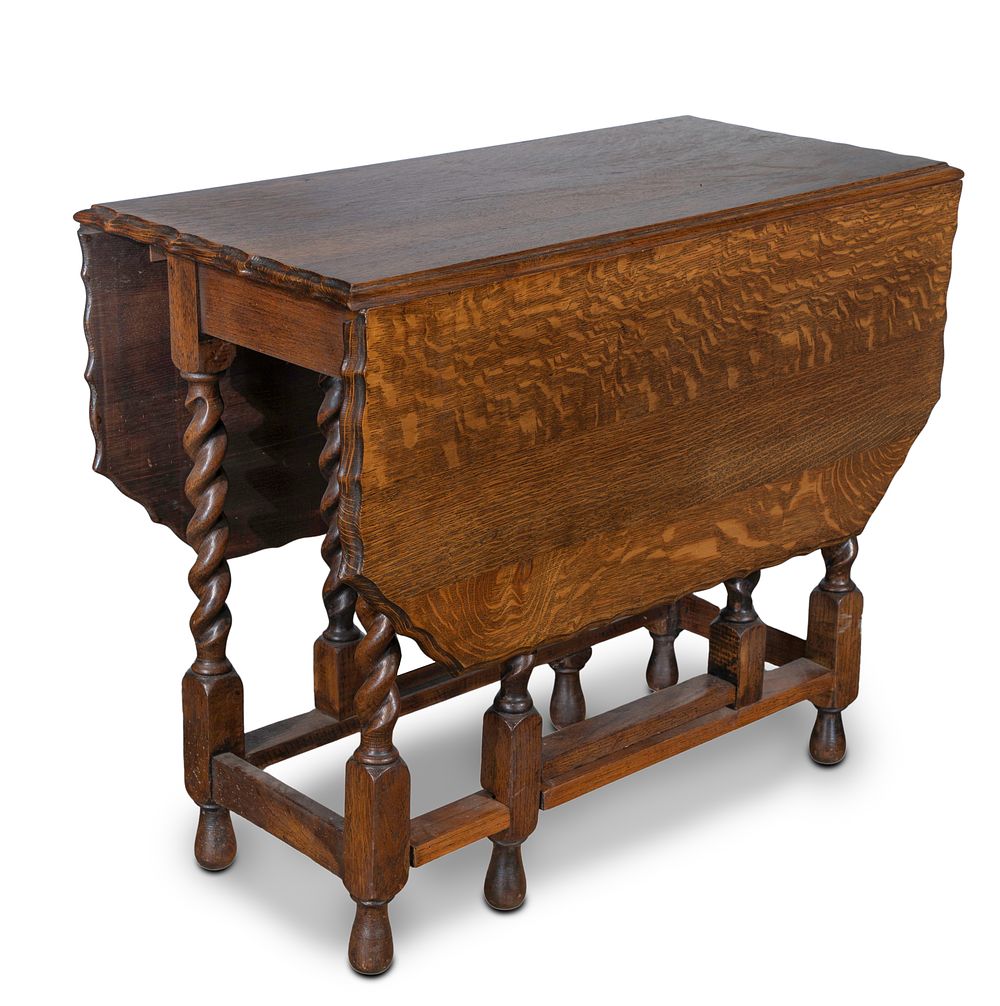 Lot 328: Oak Barley Twist Gate Leg Table