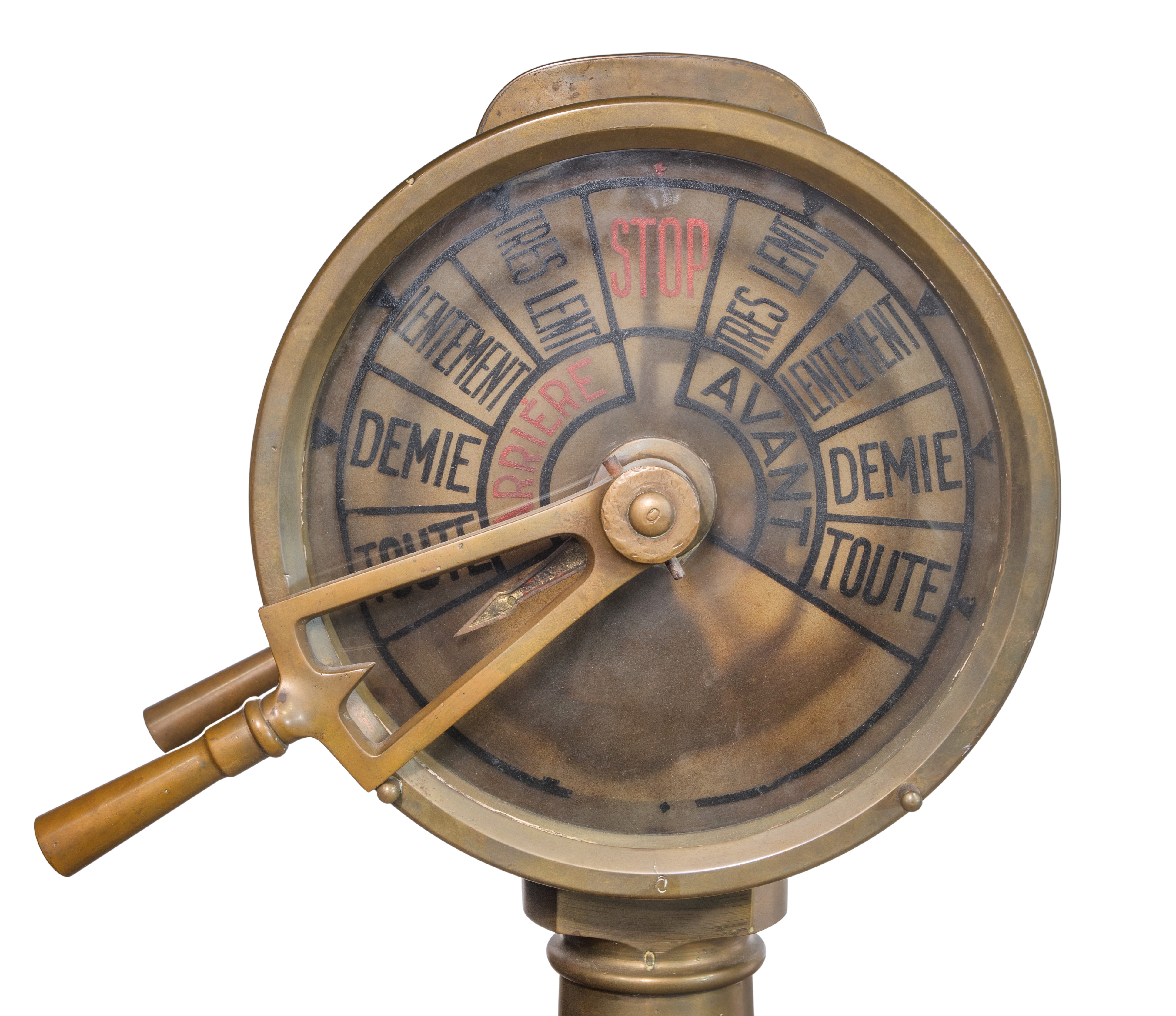 French Ship's Brass Engine Order Telegraph Bridge Transmitter
