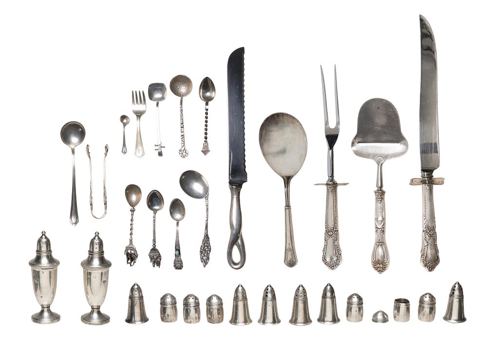 Lot 383: Sterling and Coin (900) Silver Object Assortment