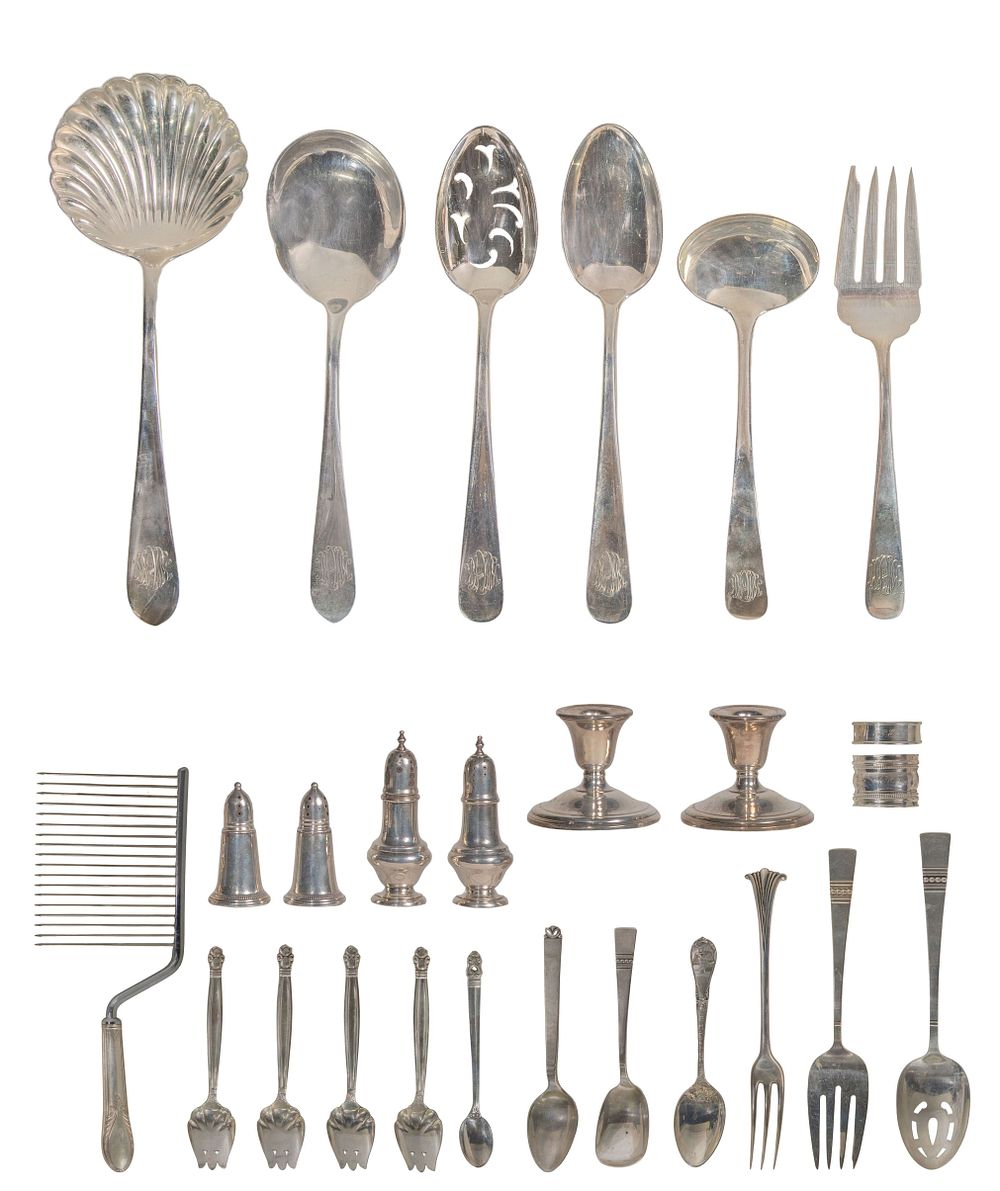 Lot 385: Sterling Silver Utensil and Tableware Assortment