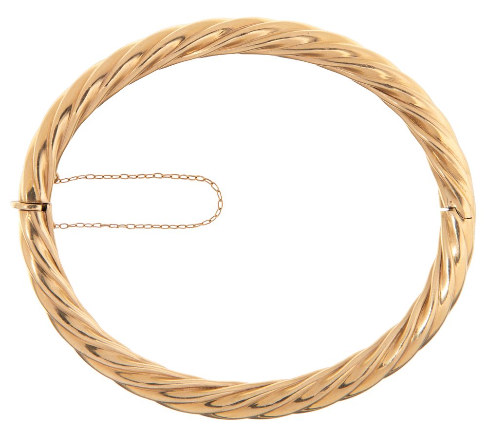 Lot 389: 14k Yellow Gold Bangle Bracelet