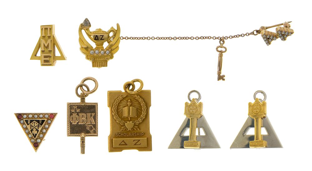 Lot 402: 14k and 10k Gold Fraternal Pin Assortment