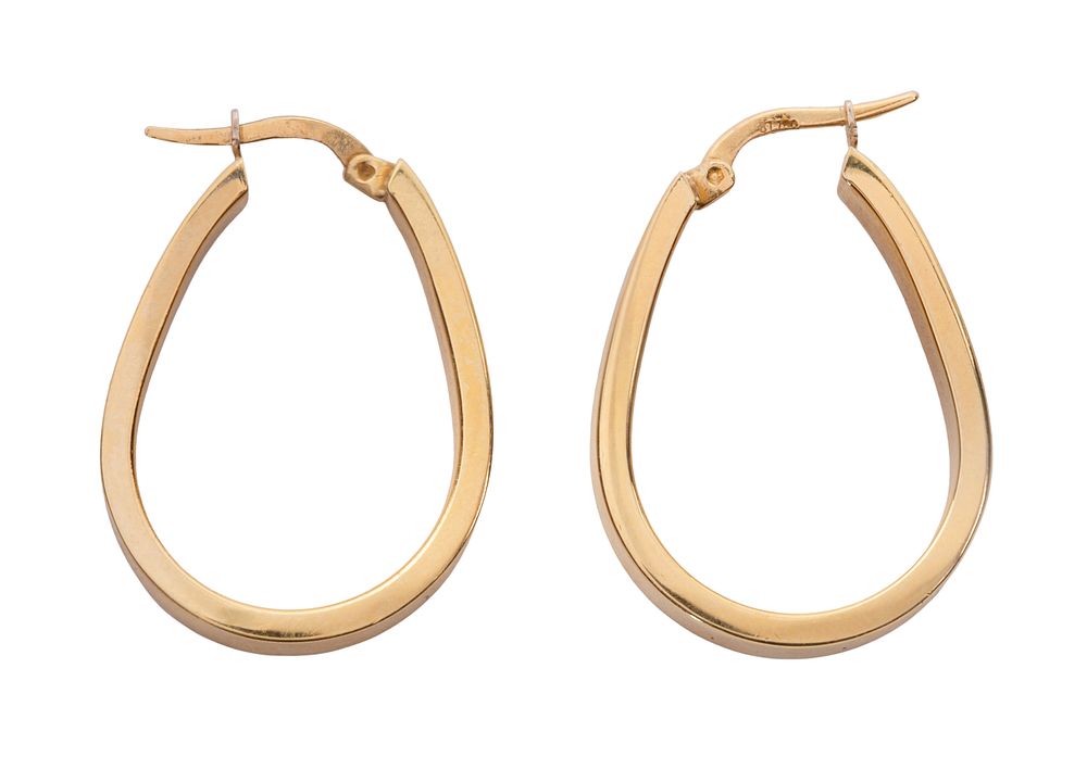 Lot 411: 18k Yellow Gold Pierced Earrings