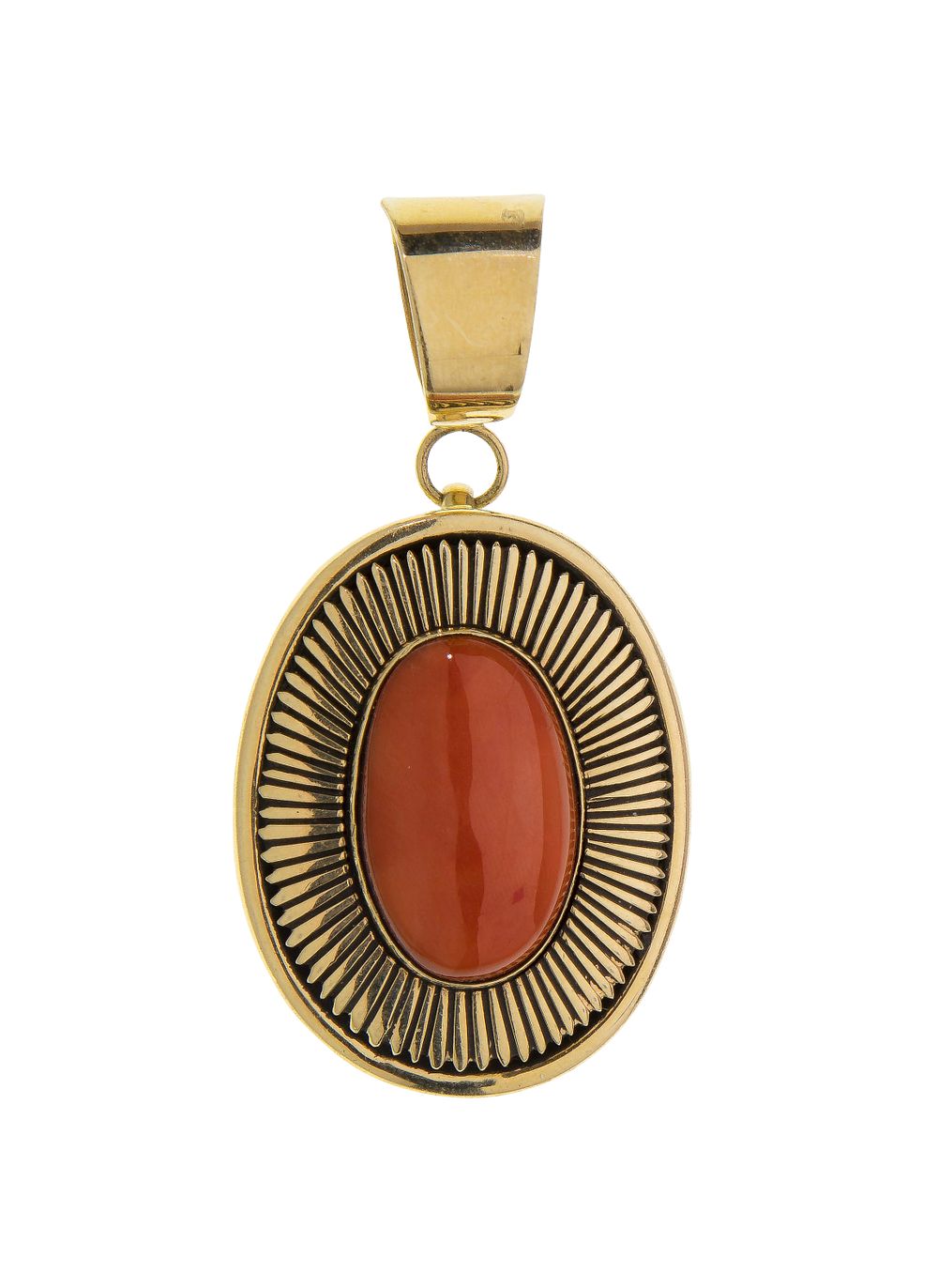 Lot 419: 14k Yellow Gold and Coral Pendant