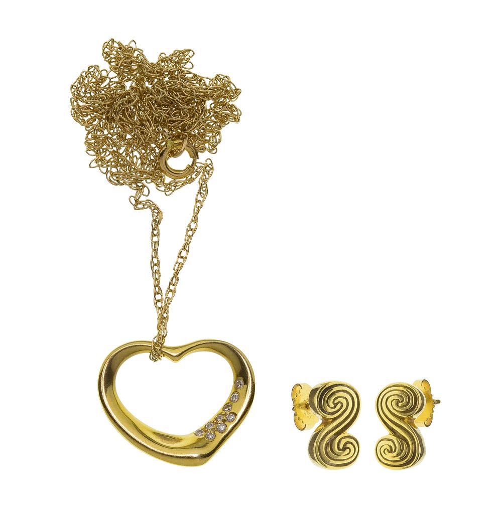 Lot 430: Tiffany & Co. 18k Yellow Gold Necklace and Earrings