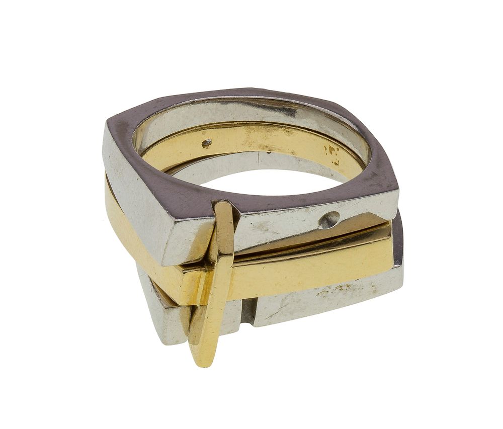 Lot 438: 14k Bi-Color Gold Puzzle Ring Set