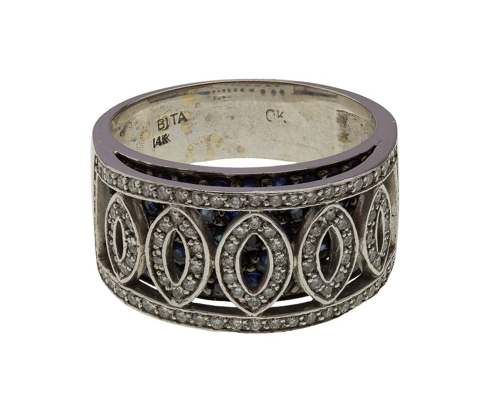Lot 444: 14k White Gold, Sapphire and Diamond Ring