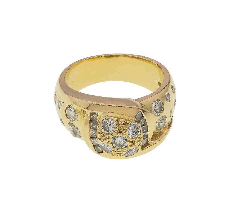 Lot 446: 14k Yellow Gold and Diamond Ring