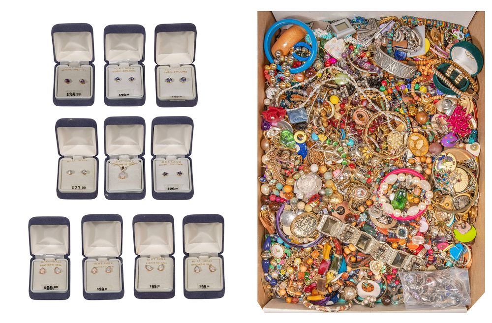 Lot 460: 10k Yellow Gold and Costume Jewelry Assortment