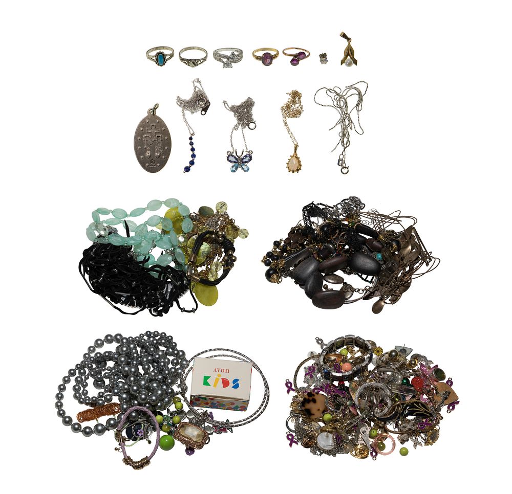Lot 472: Gold, Sterling Silver and Costume Jewelry Assortment