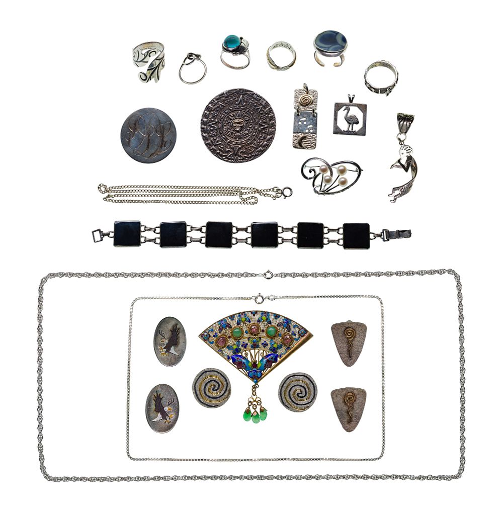 Lot 480: Silver, Costume Jewelry and Wristwatch Assortment
