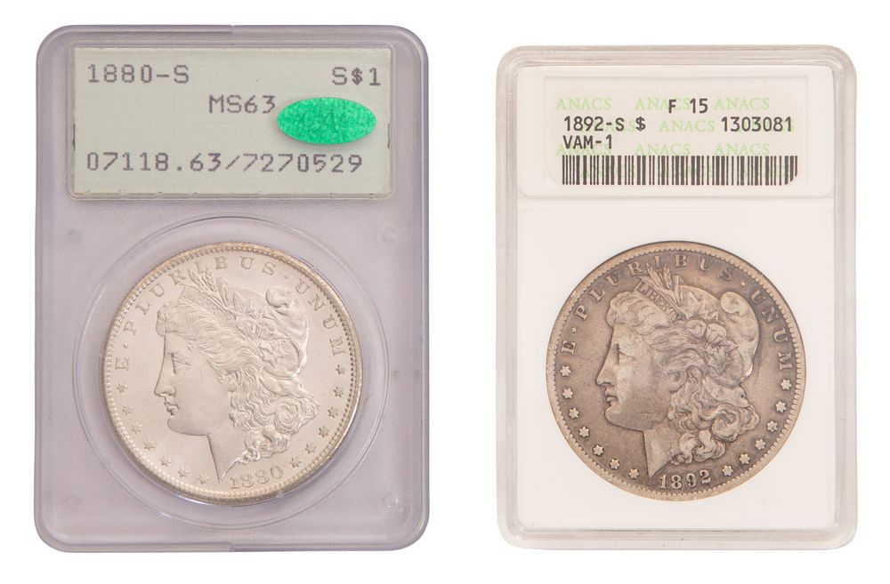 Lot 488: 1880-S and 1892-S Morgan $1 Graded