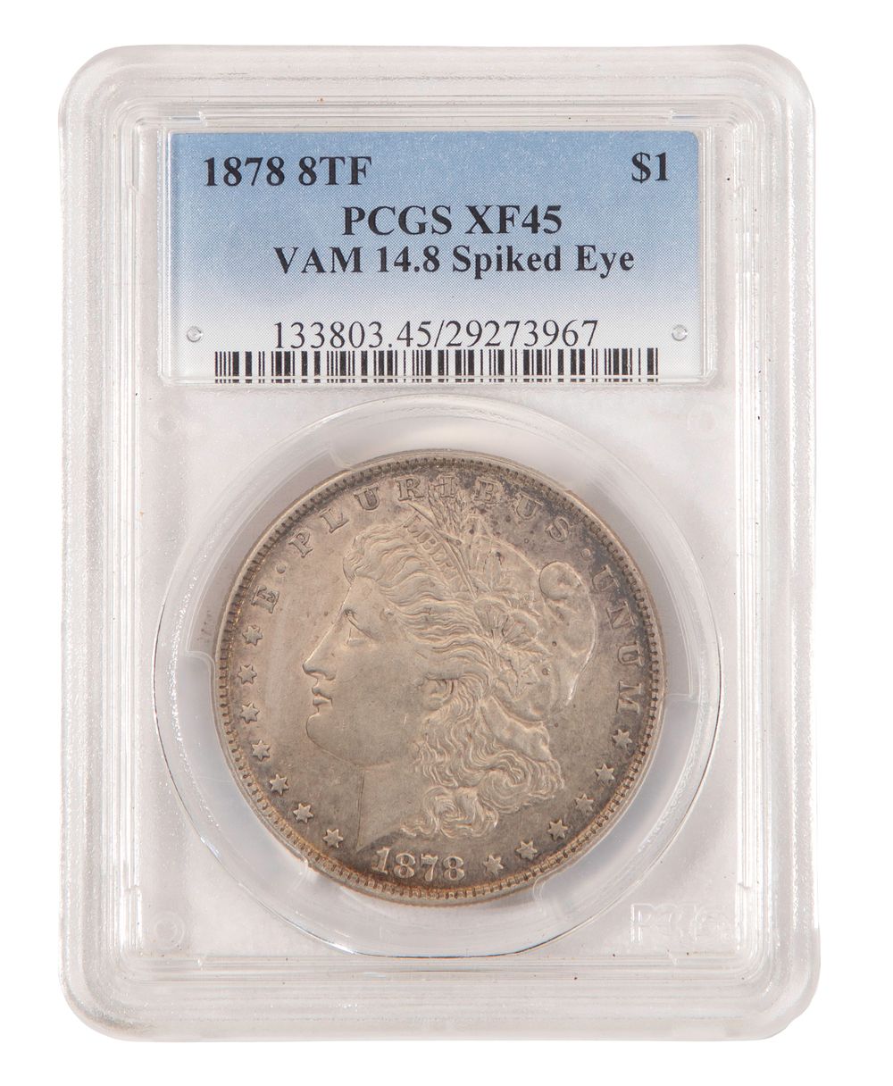 Lot 489: 1878 Morgan $1 8TF VAM 14.8 Spiked Eye XF-45 PCGS