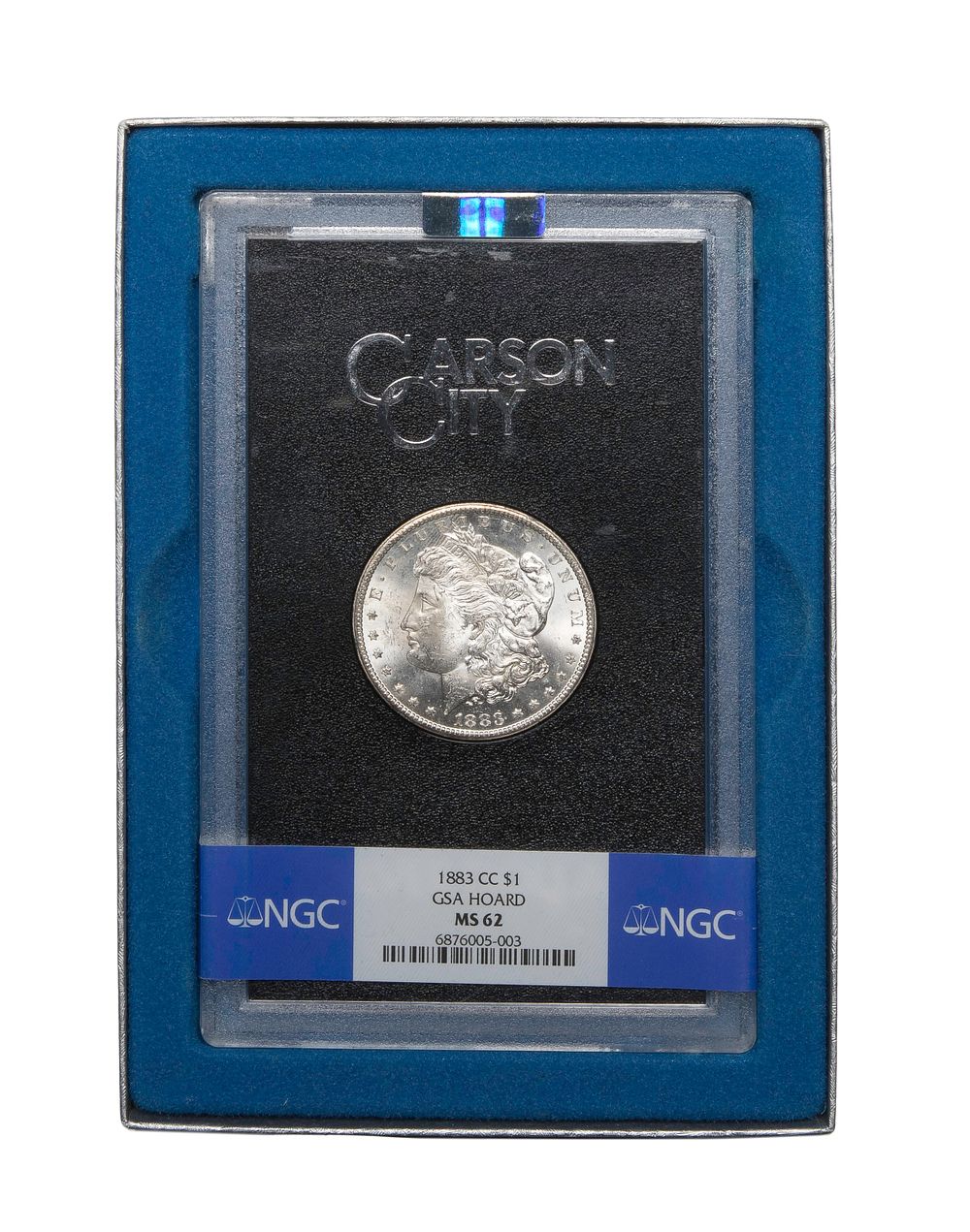 Lot 493: 1883-CC Morgan $1 GSA Hoard MS-62 NGC
