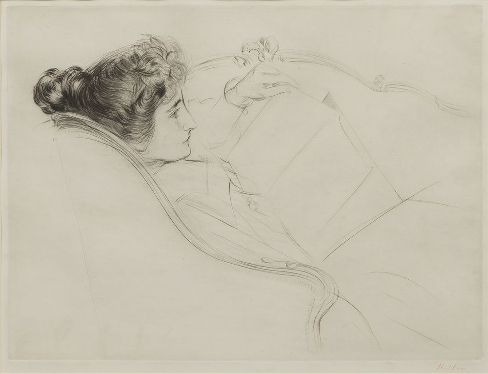 Lot 268: Paul Cesar Helleu (French, 1859-1927) 'Liseuse Au Profil Grec' Drypoint Etching