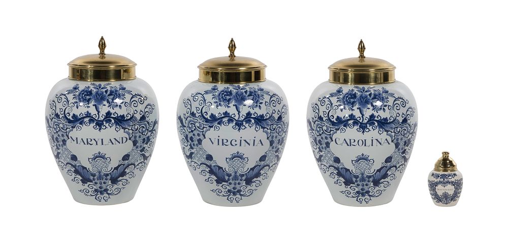 Lot 277: OUD Delft Covered Tobacco Jar Assortment