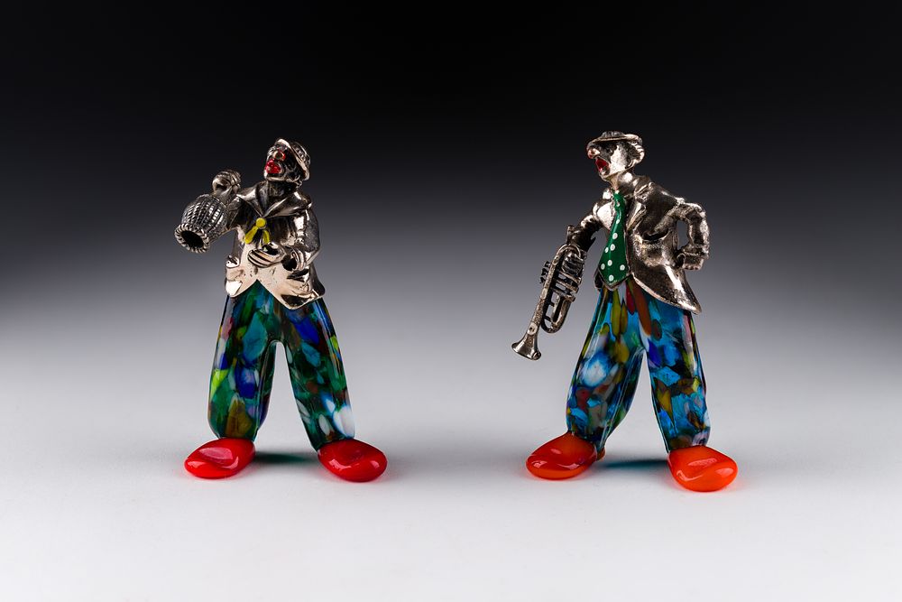 Lot 338: Vittorio Angini (Italian, 20th Century) Murano Glass and Silver Figurines