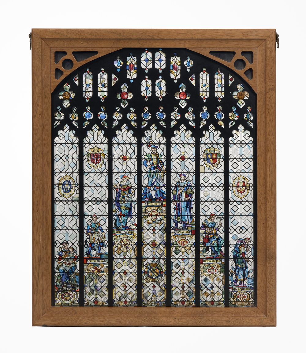Lot 343: Stained Glass Style 'Seven Ages of Man' Tableau