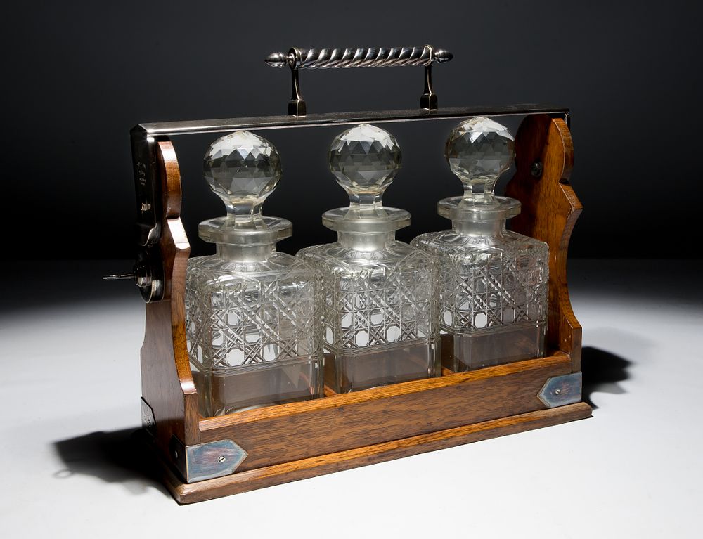 Lot 348: English Oak and Crystal Tantalus