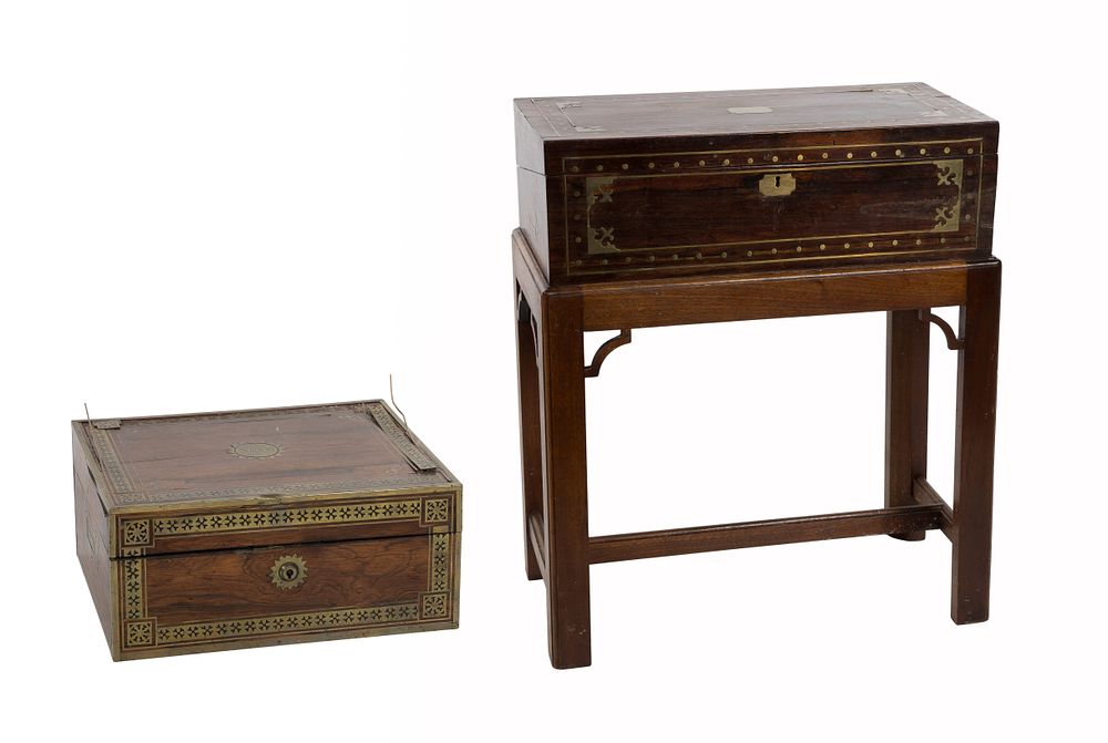 Lot 353: British Traveling Desk and Vanity Chest
