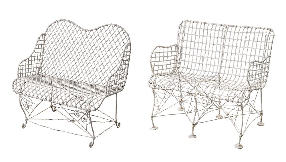 Lot 377: Iron Outdoor Benches