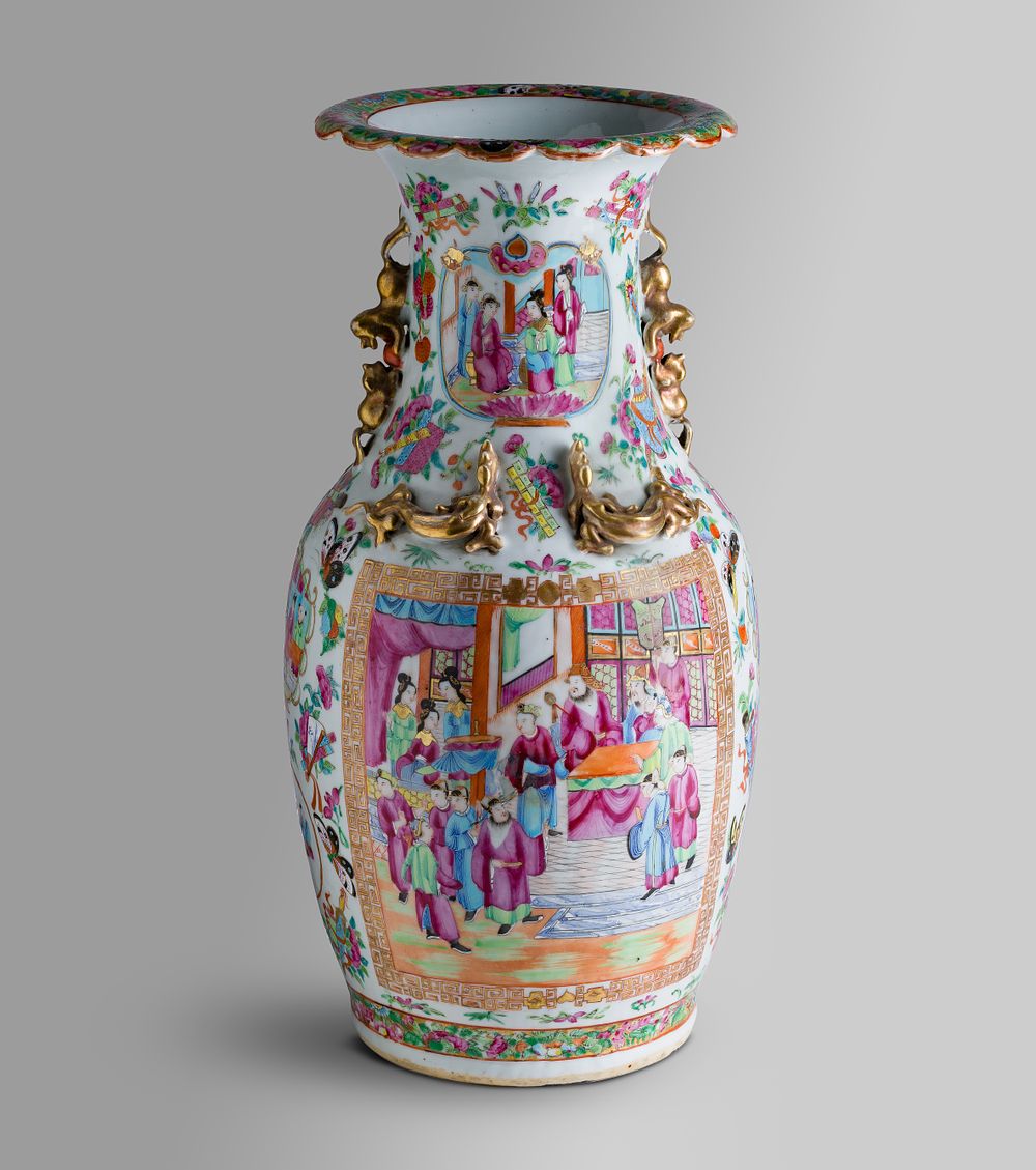 Lot 401: Chinese Canton Famille Rose Porcelain Vase